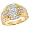 Image 1 : 10kt Yellow Gold Mens Round Diamond Rectangle Cluster R