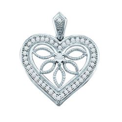 10KT White Gold 0.10CTW DIAMOND HEART PENDANT