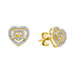 10KT Yellow Gold 0.10CTW DIAMOND HEART EARRINGS