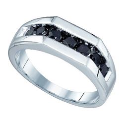 10K White-gold 1.01CTW BLACK DIAMOND MENS BAND