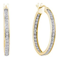 14KT Yellow Gold 0.25CTW ROUND DIAMOND FASHION HOOPS