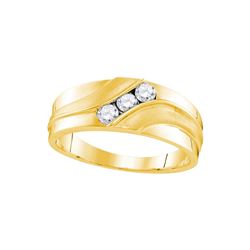 10kt Yellow Gold Mens Round Natural Diamond Band Weddin