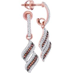10KT Rose Gold 0.33CTW RED DIAMOND MIRCO-PAVE EARRINGS