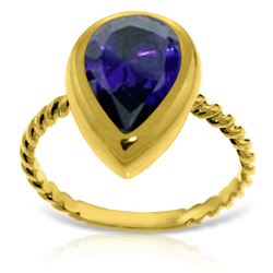 18k Solid Gold Rings w/ Natural Pear Shape Sapphire