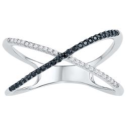 10kt White Gold Womens Round Black Colored Diamond Cros