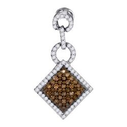 10KT White Gold 0.33CTW COGNAC DIAMOND MICRO-PAVE PENDA