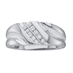 10KT White Gold 0.12CT DIAMOND MENS FASHION BAND