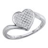 Image 1 : 925 Sterling Silver White 0.05CT DIAMOND HEART RING