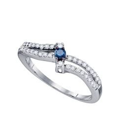 925 Sterling Silver White 0.34CTW BLUE DIAMOND FASHION