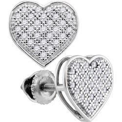 10kt White Gold Womens Round Diamond Heart Cluster Scre