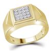 Image 1 : 10K Yellow Gold Mens Square Cluster Genuine Diamond Pin