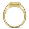 Image 2 : 10K Yellow Gold Mens Square Cluster Genuine Diamond Pin