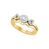 Image 1 : 10k Yellow Gold Round Natural Diamond Halo Cluster Wome