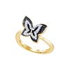Image 1 : 10kt Yellow Gold Womens Round Black Colored Diamond But