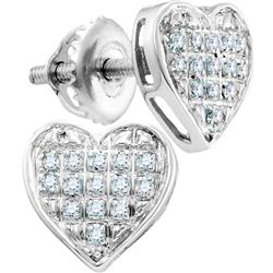 10kt White Gold Womens Round Diamond Heart Cluster Scre