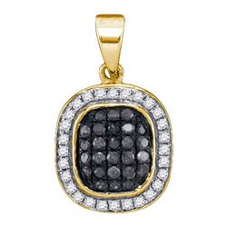 14K Yellow-gold 0.25CTW BLACK DIAMOND MICRO-PAVE PENDAN