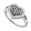 Image 1 : 10KT White Gold 0.51CTW COGNAC DIAMOND HEART RING