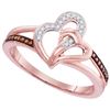 Image 1 : 10KT Rose Gold 0.10CTW DIAMOND BROWN RING