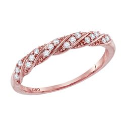 10kt Rose Gold Womens Round Diamond Stripe Stackable Fa