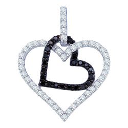 10KT White Gold 0.51CTW DIAMOND HEART PENDANT