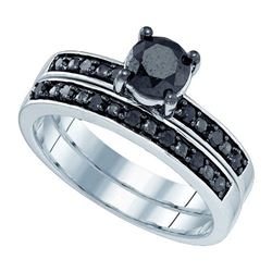 10K White-gold 1.05CTW BLACK DIAMOND MICRO-PAVE BRIDAL