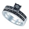 Image 1 : 10K White-gold 1.05CTW BLACK DIAMOND MICRO-PAVE BRIDAL