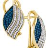 Image 1 : 10K Yellow-gold 0.45CTW BLUE DIAMOND MICRO-PAVE EARRING
