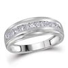 Image 1 : 10kt White Gold Womens Princess Diamond Single Row Ridg