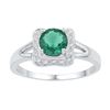 Image 1 : Sterling Silver Womens Round Lab-Created Emerald Solita