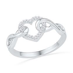 10KT White Gold 0.10CTW DIAMOND FASHION HEART RING