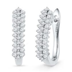 10KT White Gold 0.50CTW DIAMOND HOOPS EARRING