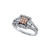 Image 1 : 14kt White Gold Womens Princess Cognac-brown Colored Di