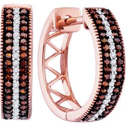 10KT Rose Gold 0.33CTW RED DIAMOND FASHION HOOPS