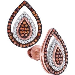 10KT Rose Gold 0.33CTW RED DIAMOND MIRCO-PAVE EARRINGS