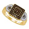 Image 1 : 10K Yellow-gold 0.50CTW COGNAC DIAMOND FASHION RING