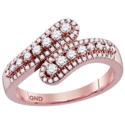 10kt Rose Gold Womens Round Natural Diamond Bypass Fash