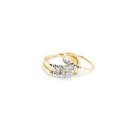 14KT Yellow Gold 0.10CTW DIAMOND CLUSTER TRIO SET