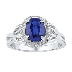 Sterling Silver Womens Oval Lab-Created Blue Sapphire S