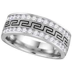 14kt White Gold Mens Round Natural Diamond Grecco Band