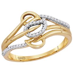 10kt Yellow Gold Womens Round Diamond Triple Row Leaf B