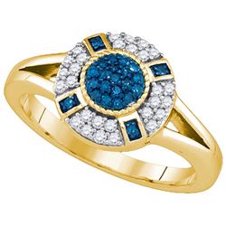 10KT Yellow Gold 0.39CTW BLUE DIAMOND FASHION RING