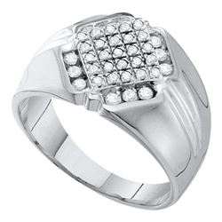 10KT White Gold 0.50CTW DIAMOND CLUSTER MENS RING