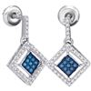Image 1 : 10KT White Gold 0.50CTW BLUE DIAMOND MICRO-PAVE EARRING