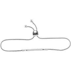 Sterling Silver Womens Round Diamond Single Row Bolo Ad