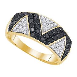 10K Yellow-gold 0.90CTW BLACK DIAMOND MICRO-PAVE RING