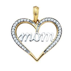 10KT Yellow Gold Two Tone 0.13CT DIAMOND "MOM" PENDANT