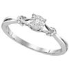 Image 1 : Sterling Silver Womens Round Natural Diamond Heart Love