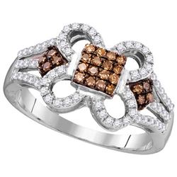 10KT White Gold 0.45CTW COGNAC DIAMOND FASHION RING