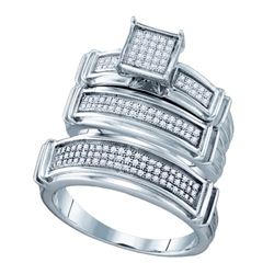 925 Sterling Silver White 0.42CT DIAMOND FASHION TRIO S