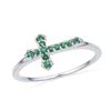 Image 1 : Sterling Silver Womens Round Lab-Created Emerald Cross